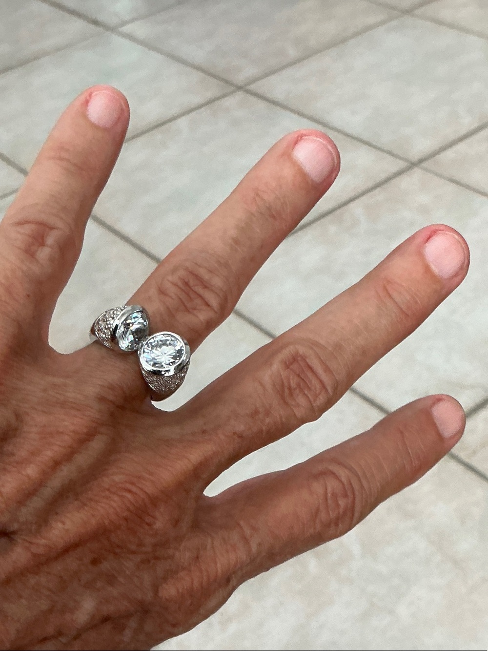 Nordstrom Silver-Tone Open Ring with Large Clear Stone and Pave Accent 7